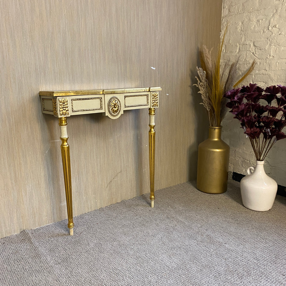 Eleganter klassischer Konsolentisch mit Marmortop – verziert & golden – stilvoller Tisch gebraucht