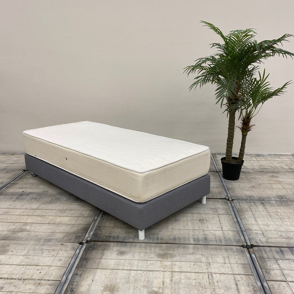 Boxspringbett 90x200 Grau Inkl. Federkern Matratze Bett Gebraucht