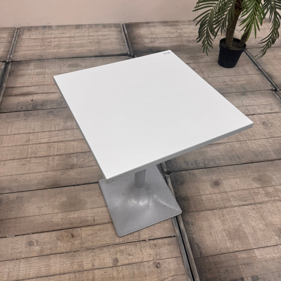 Design Bistrotisch Weiß Silber Quadratisch Gastro Tich Esstisch