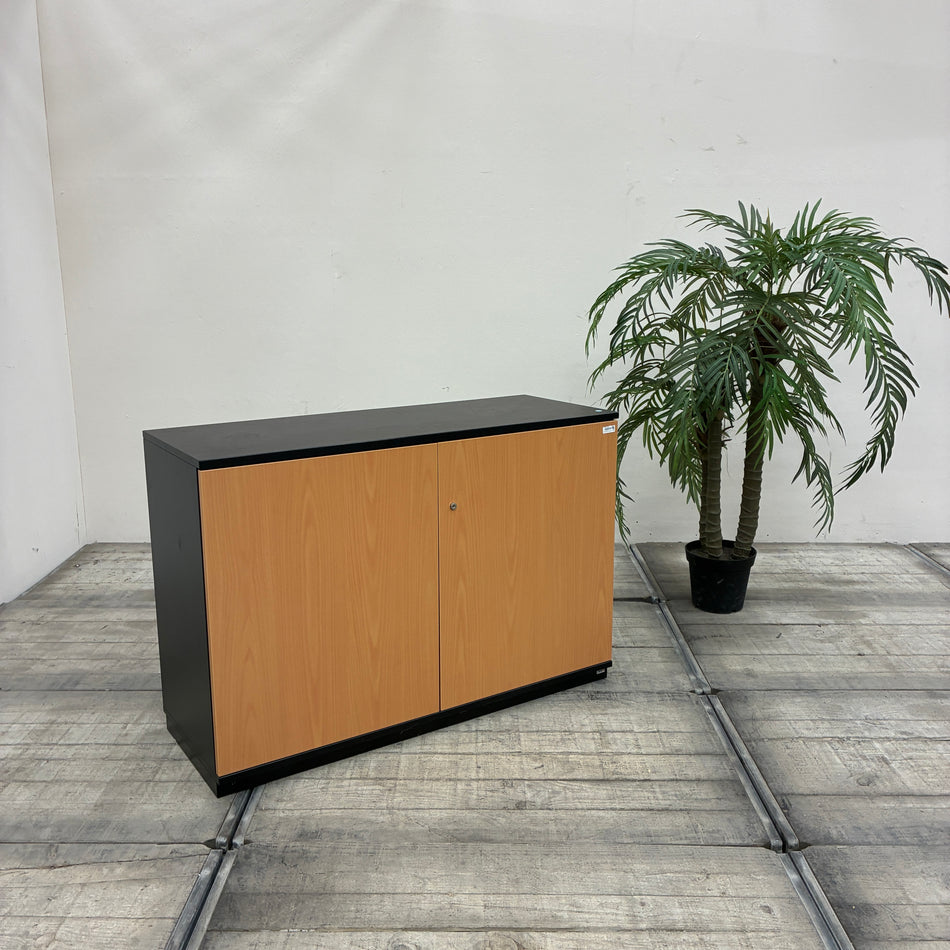 Sideboard Schwarz Holz Mit Flügeltüren Büro Schrank Gebraucht