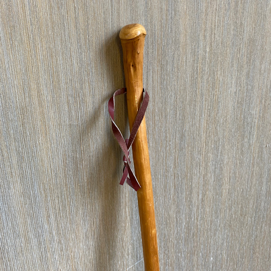Gehstock antik braun Holz mit Lederband Wanderstock 93cm