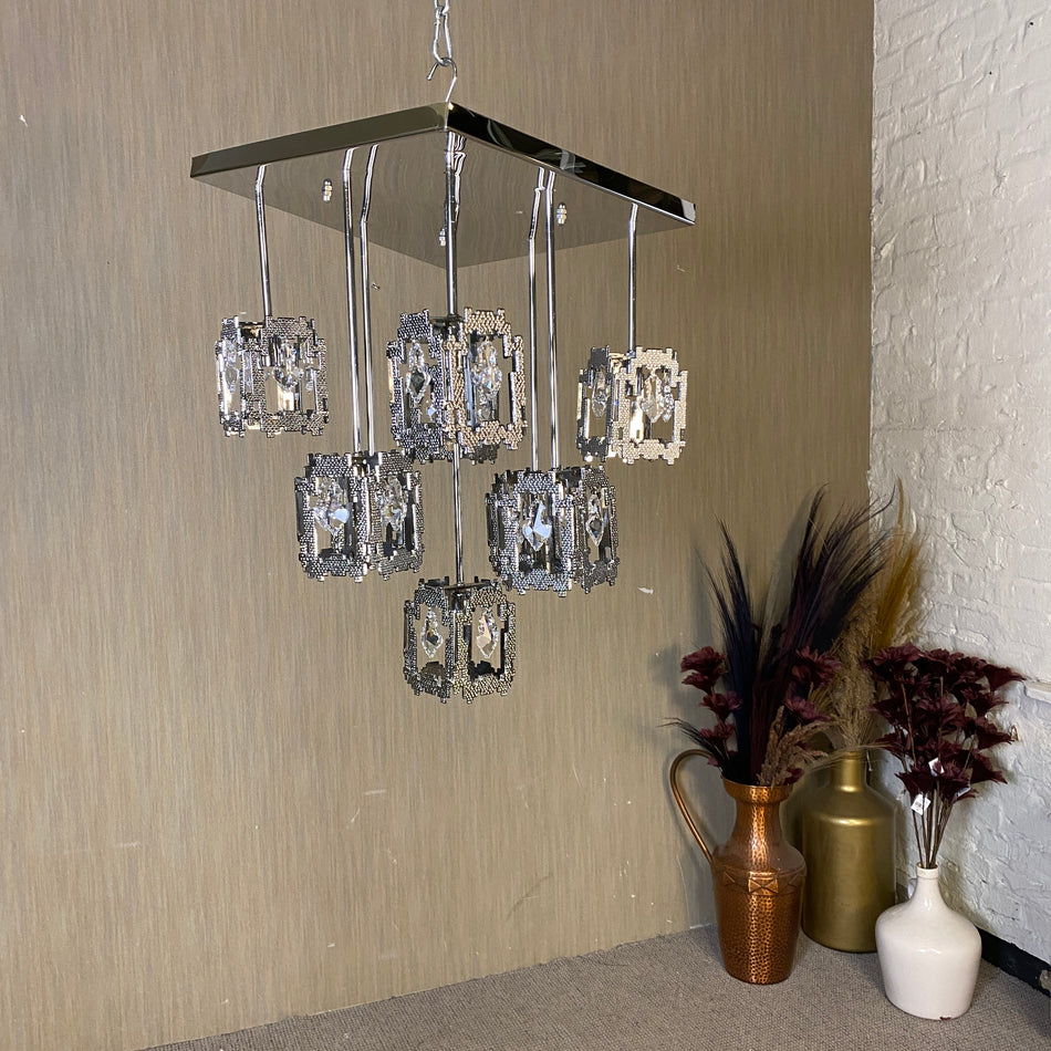 Chrom Pendelleuchte mit Kristallbehang 9 flammig - Lampe Cairo