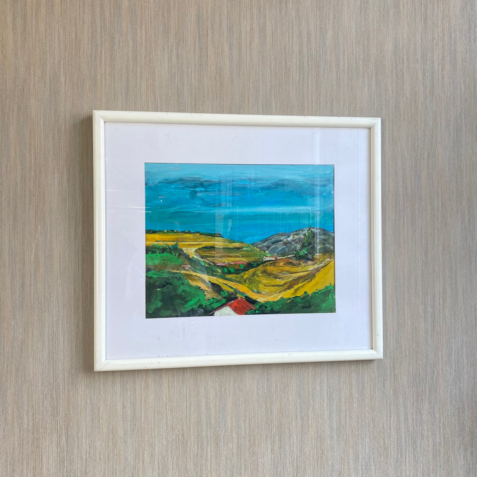 Bild mit Rahmen gebraucht Landschaftsmalerei Holz Glas 74 x 62