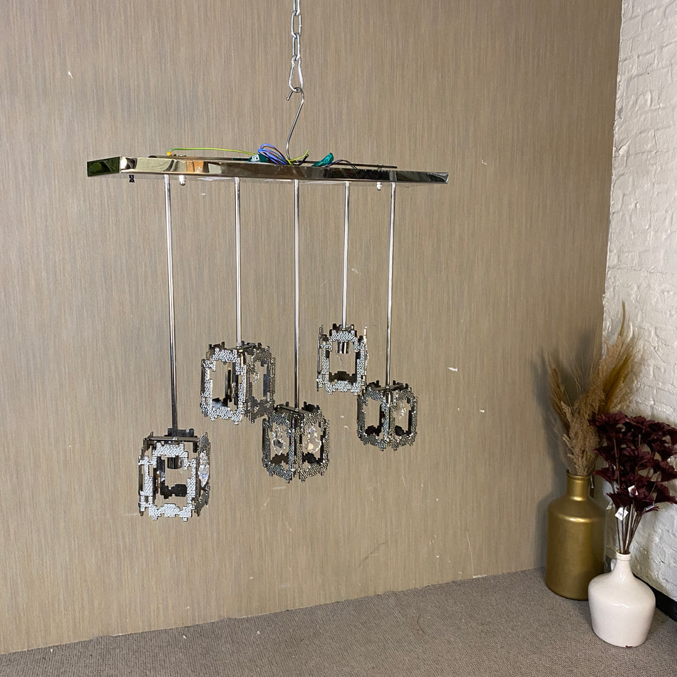 Chrom Pendelleuchte mit Kristallbehang 5 flammig– Lampe Monastir