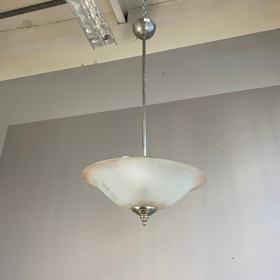 Kleine Art Deco Deckenlampe 2-flammig Milchglas Lampe