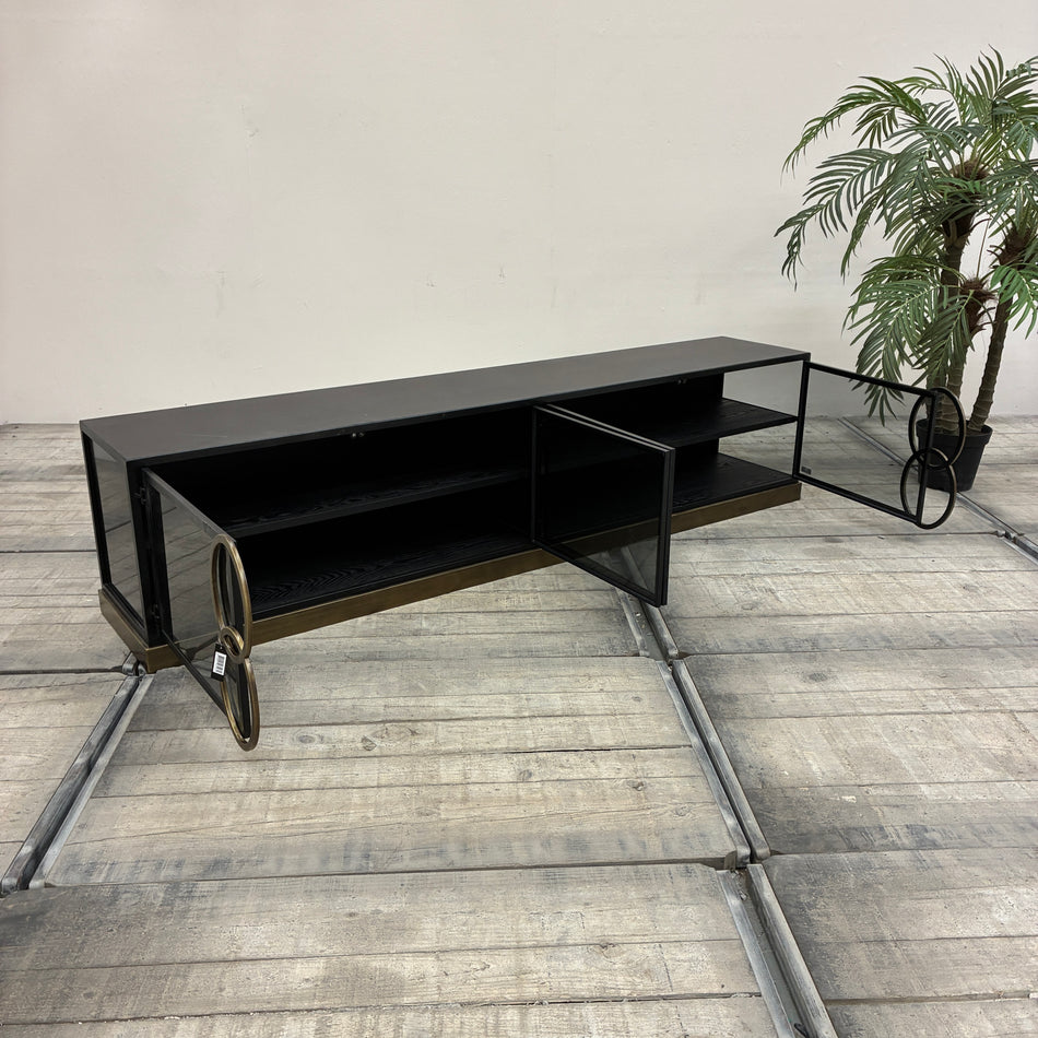 PTMD Riho PTMD Sideboard Glas Kommode Schwarz Metall