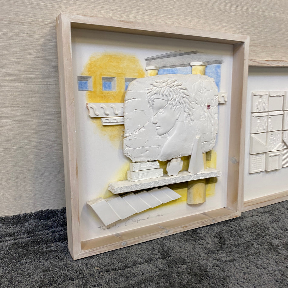 Relief Bild im Holzrahmen moderne Wandkunst mit 3D-Struktur gebraucht