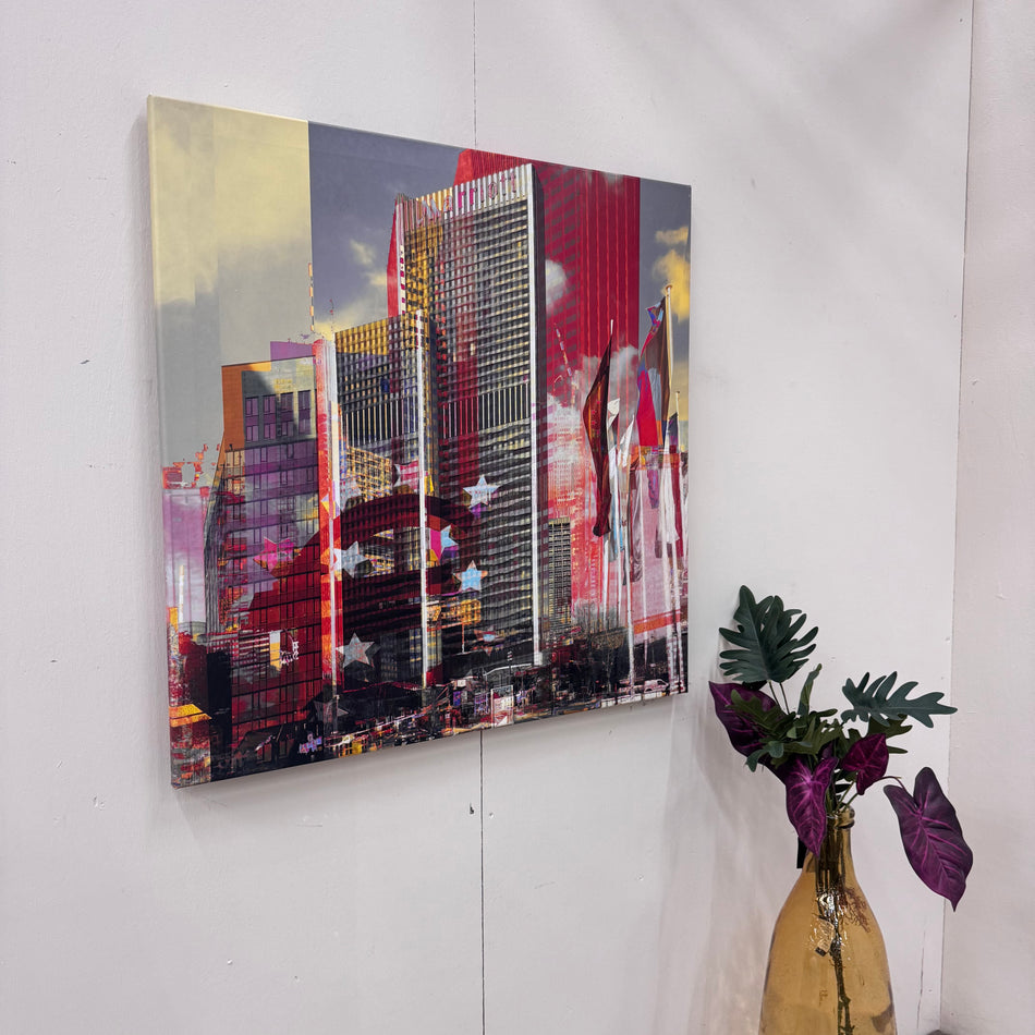 Wandbild 90x90 - Frankfurt Skyline Marriott - Fotodruck auf Leinwand Gebraucht