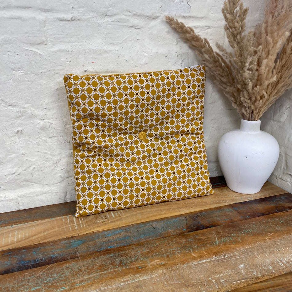 Ateliers du Linge Stuhlkissen gelb gemustert 40 x 40cm Neuware