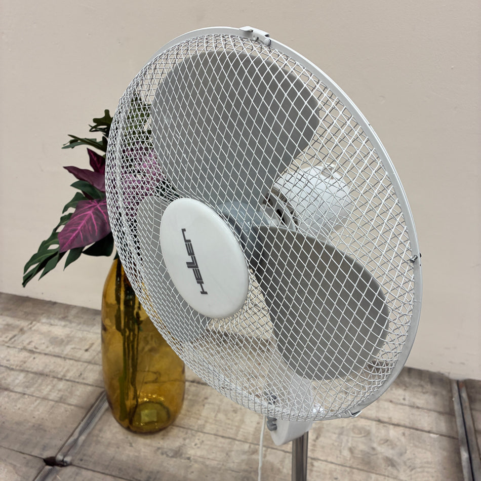 Heller Standventilator Weiß Grau Höhenverstellbar Kunststoff Metall Ventilator Gebraucht