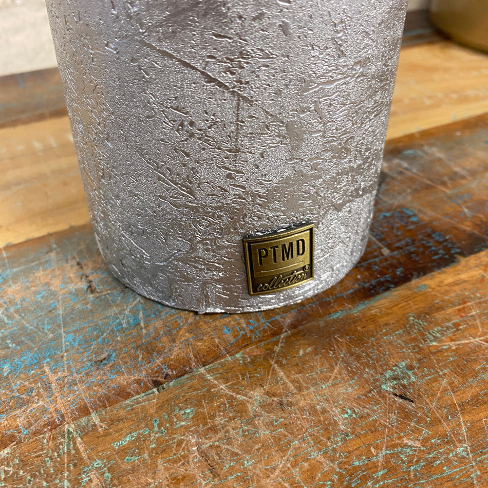 PTMD Stumpenkerze rustikal silbern 10 cm Vintage Deko