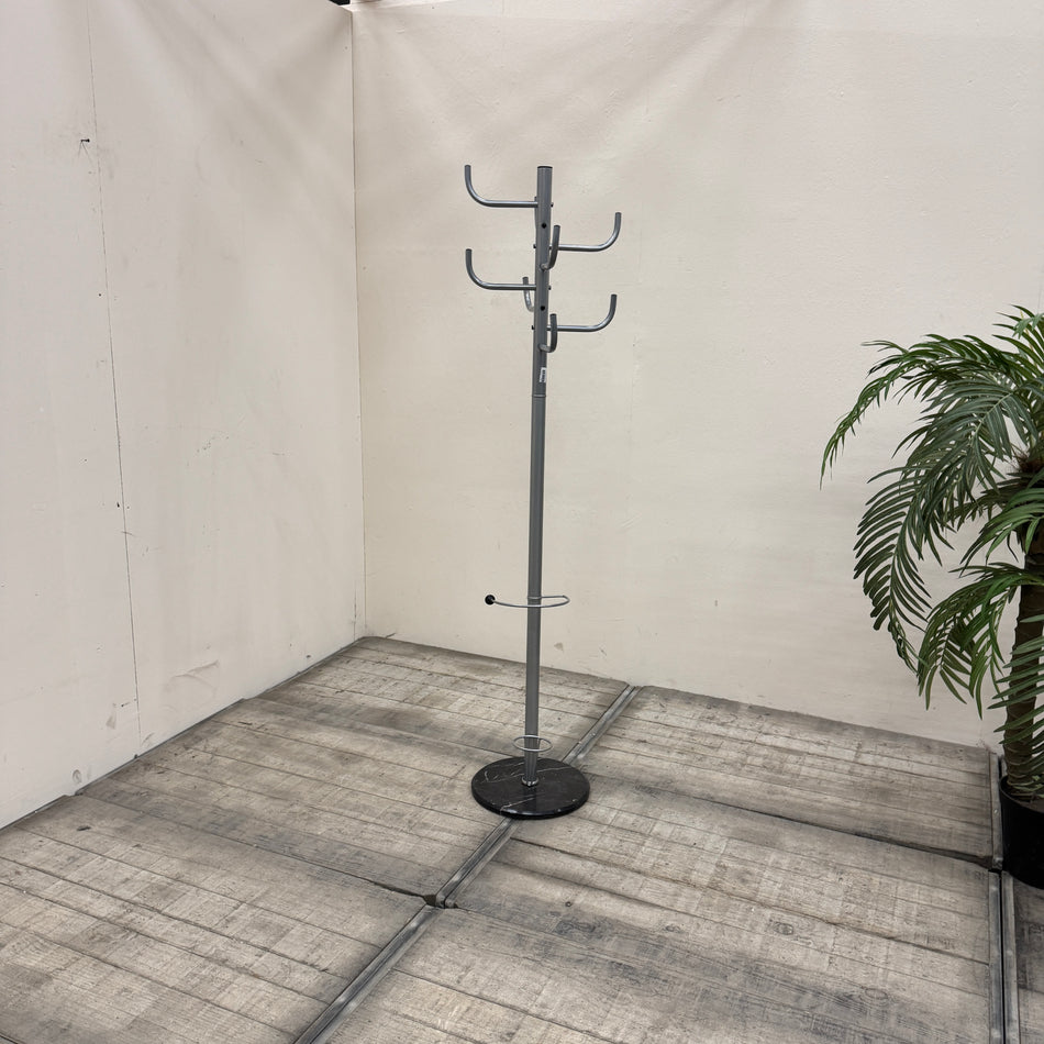 Standgarderobe Garderobenständer Metall Silber Schwarz Marmoriert Schirmhalter Gebraucht