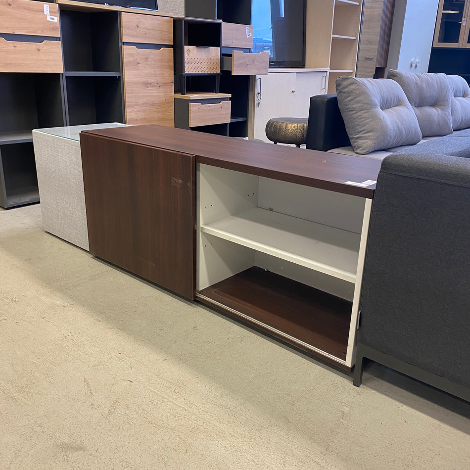 Modernes Lowboard TV-Board Sideboard Holzoptik Weiß Braun mit Schiebetür und Stauraum gebraucht