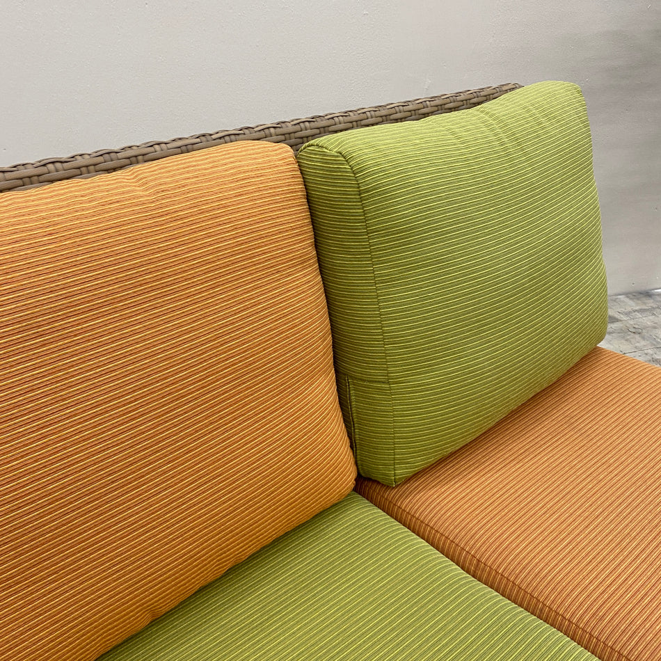 Rattan Sofa 2 Sitzer L Dunkel Orange Grün Outdoor Couch