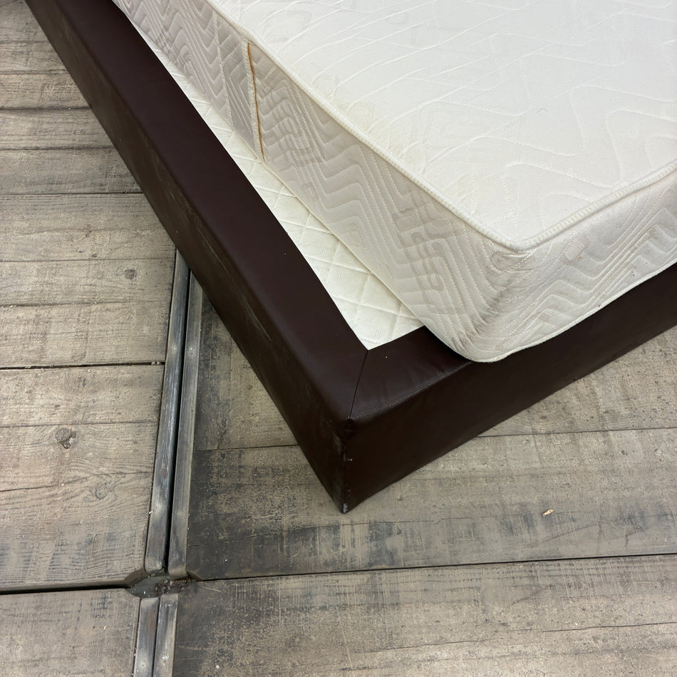 FBF Boxspringbett 160x200 Dunkelbraun Kunstleder inkl Federkern Matratze Gebraucht