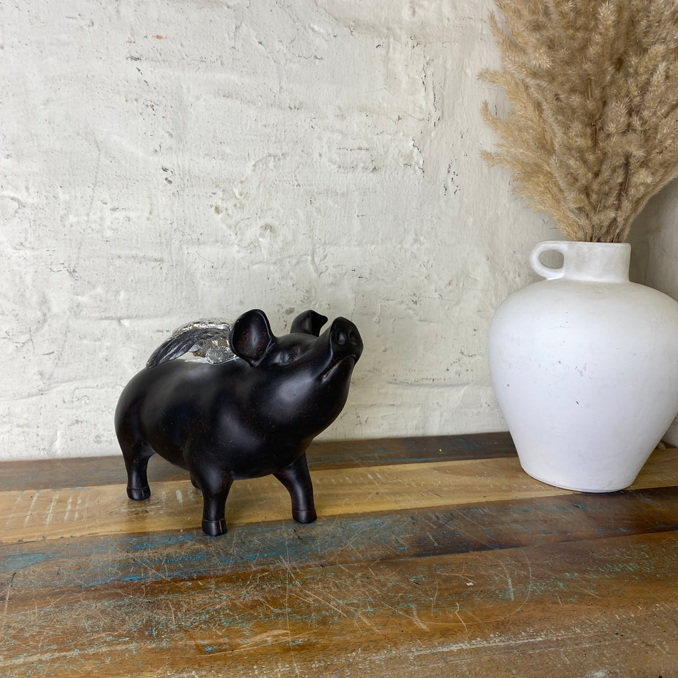 Spardose Rockstar Pig Schwarz Deko