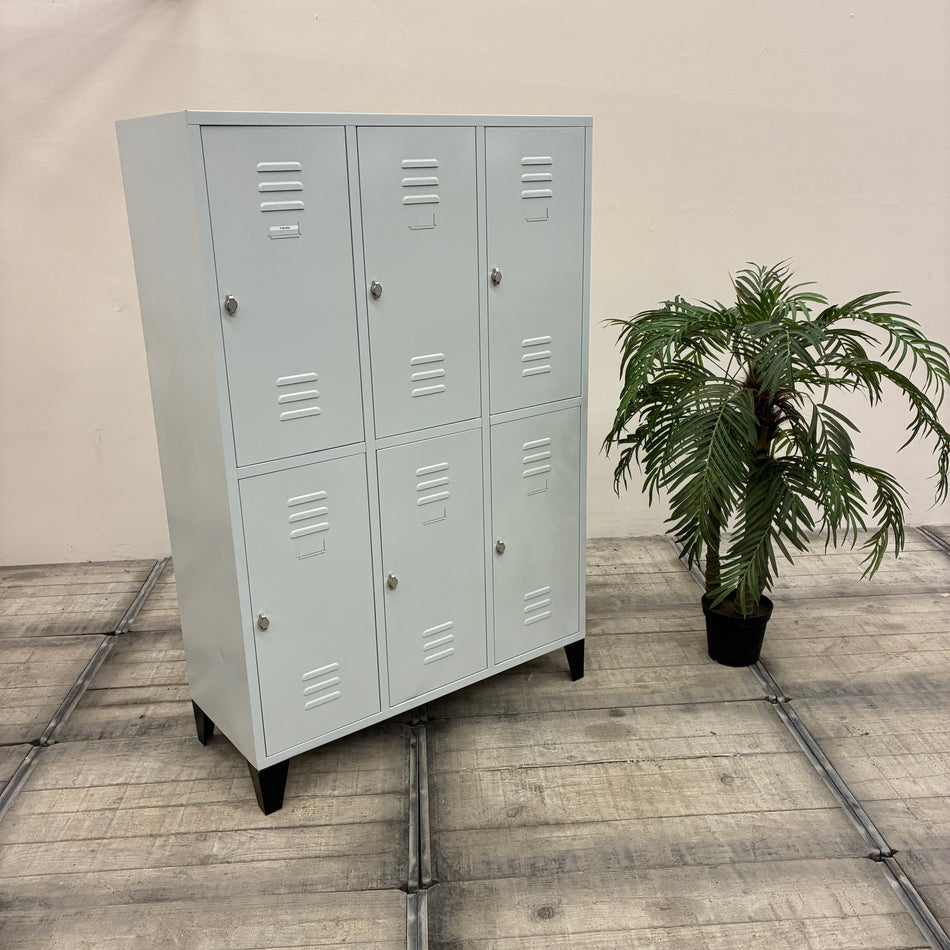 Spind Metallschrank 6 Fächer Grau Industrial Design Büro Schrank Gebraucht