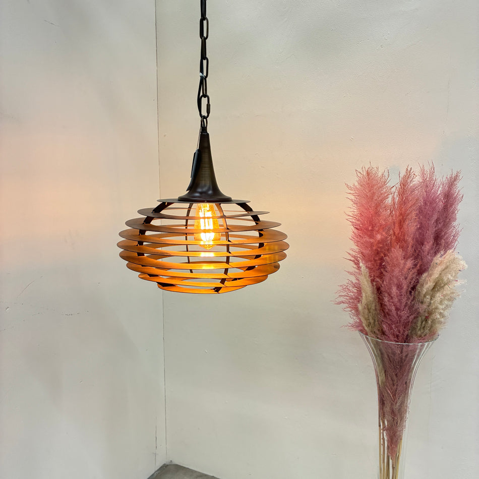 PTMD Hängeleuchte Norris Metall Hängelampe 40cm Lamellendesign Bronze Industrial Lampe
