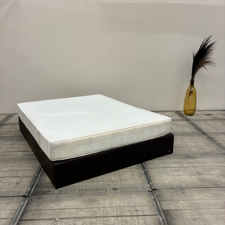 FBF Boxspringbett 160x200 Dunkelbraun Kunstleder inkl Federkern Matratze Gebraucht
