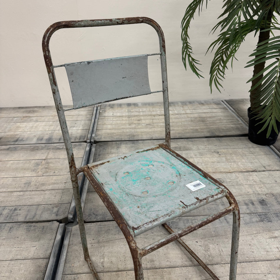 Vintage Stuhl Grau Metall Industrial Shabby Chic Gebraucht