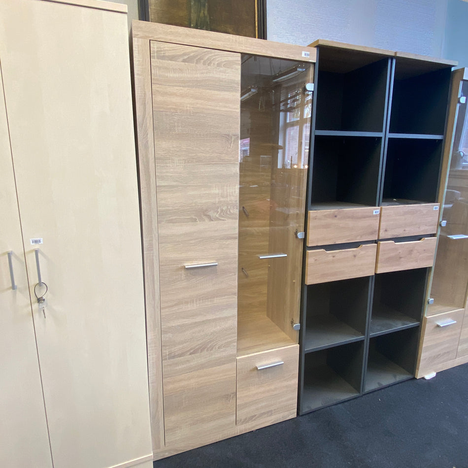 Schrank Vitrine Holz Glas links
