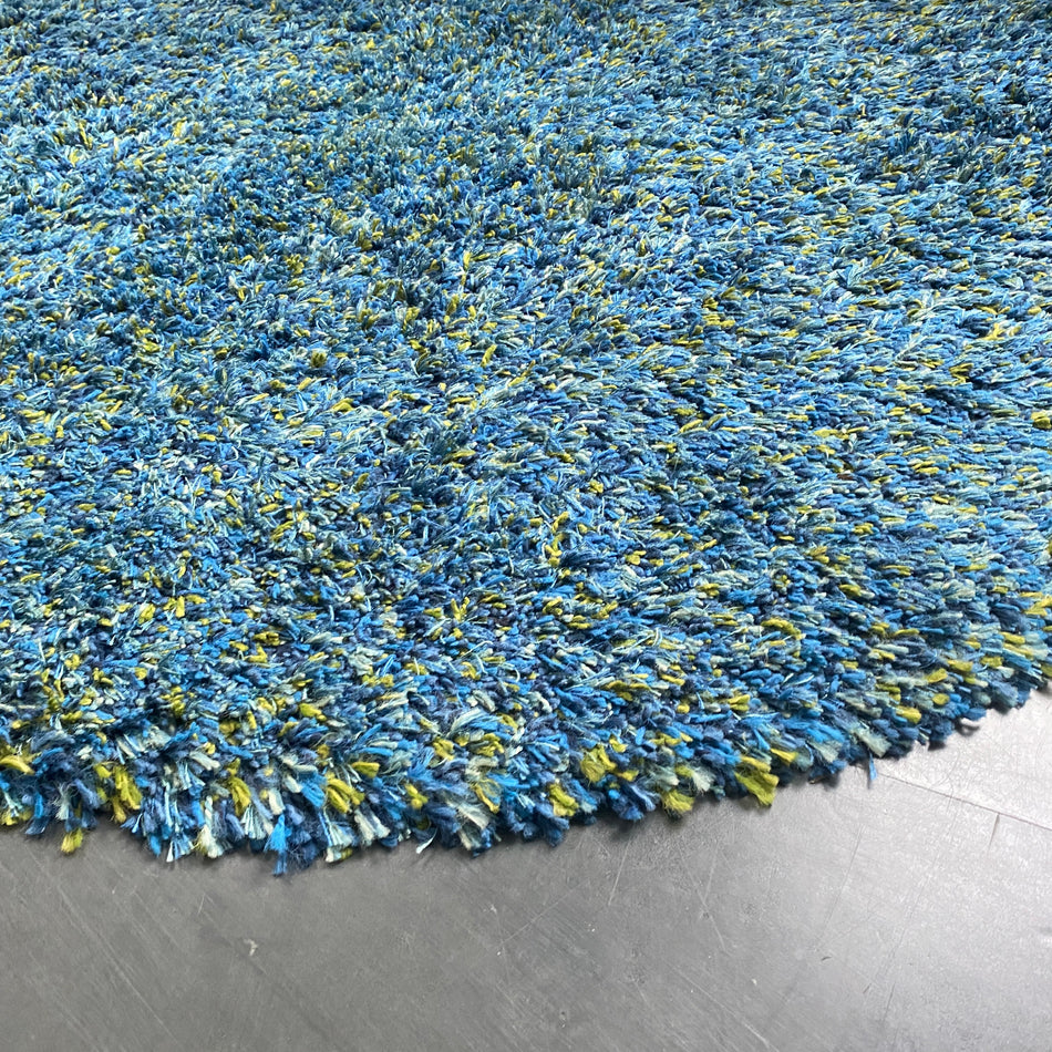 Runder Teppich gebraucht blau Hochflor 130cm
