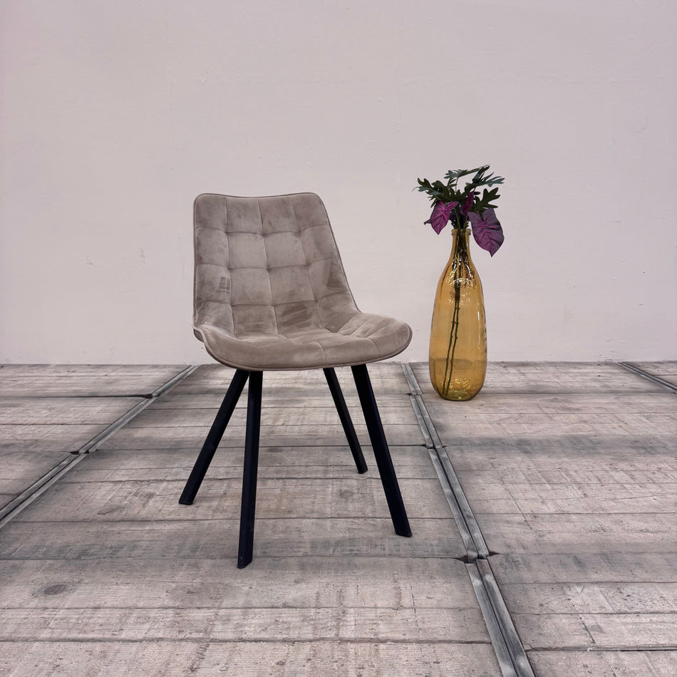 Polsterstuhl Beige Schwarz Samt Velours Stuhl Modern