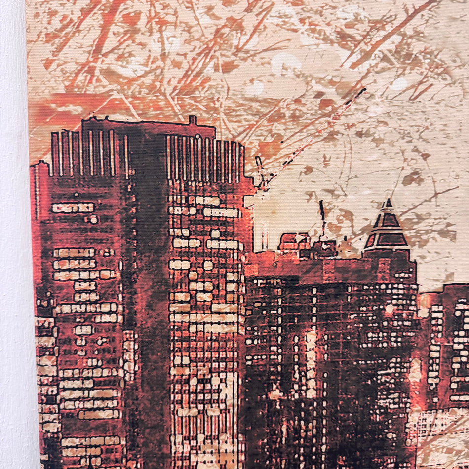 Wandbild 90x90 - Frankfurt Skyline Sepia  - Fotodruck auf Leinwand Gebraucht