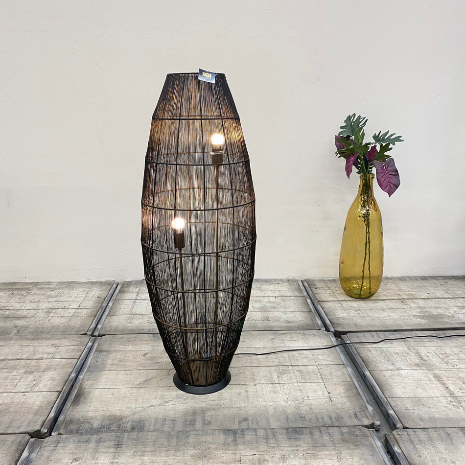 PTMD Meilo Stehlampe Schwarz Metall Industrial Design 2-flammig Lampe