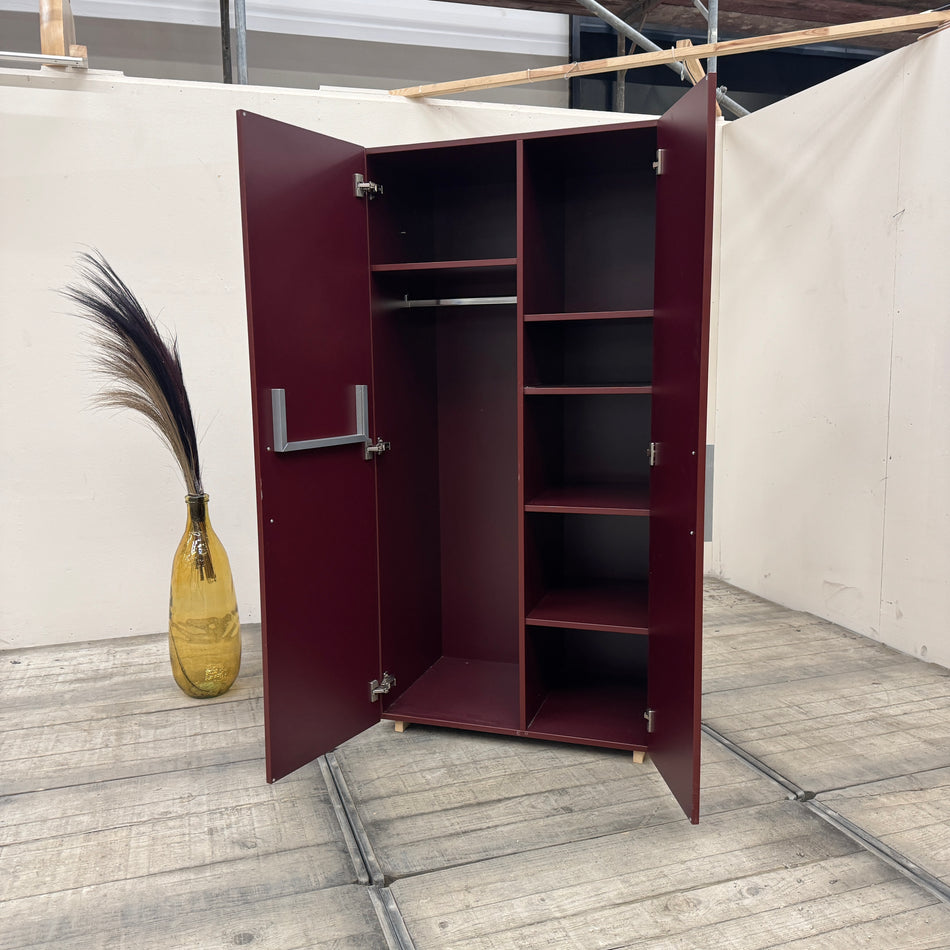 Kleiderschrank Rot L 2-türig Garderobenschrank Bordeauxrot Schrank Gebraucht