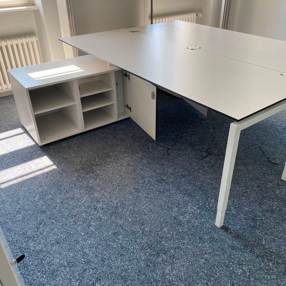 Winkelschreibtisch Mit Sideboard Weiß Schreibtisch 220x80 Weiß Büro Tisch Gebraucht