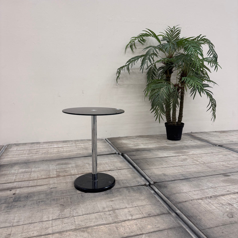 Beistelltisch Rund Schwarz Glas Chrom 40cm Design Tisch Gebraucht