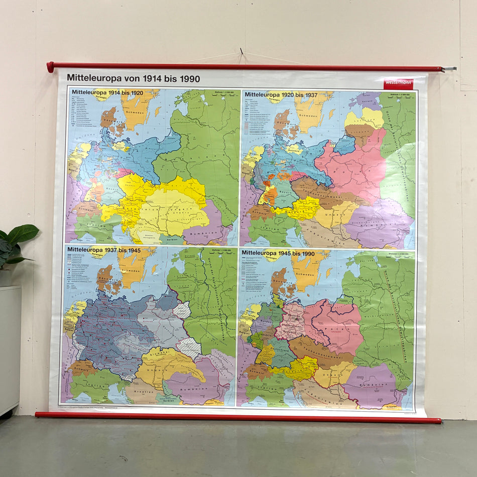 Vintage Schulkarte – Mitteleuropa (1914 bis 1990) – Geschichts-Lehrtafel Rollbild Wanddeko
