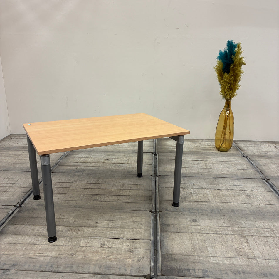 Schreibtisch Buche Hell Holz Metall Mit Kabelkanal Tisch Gebraucht