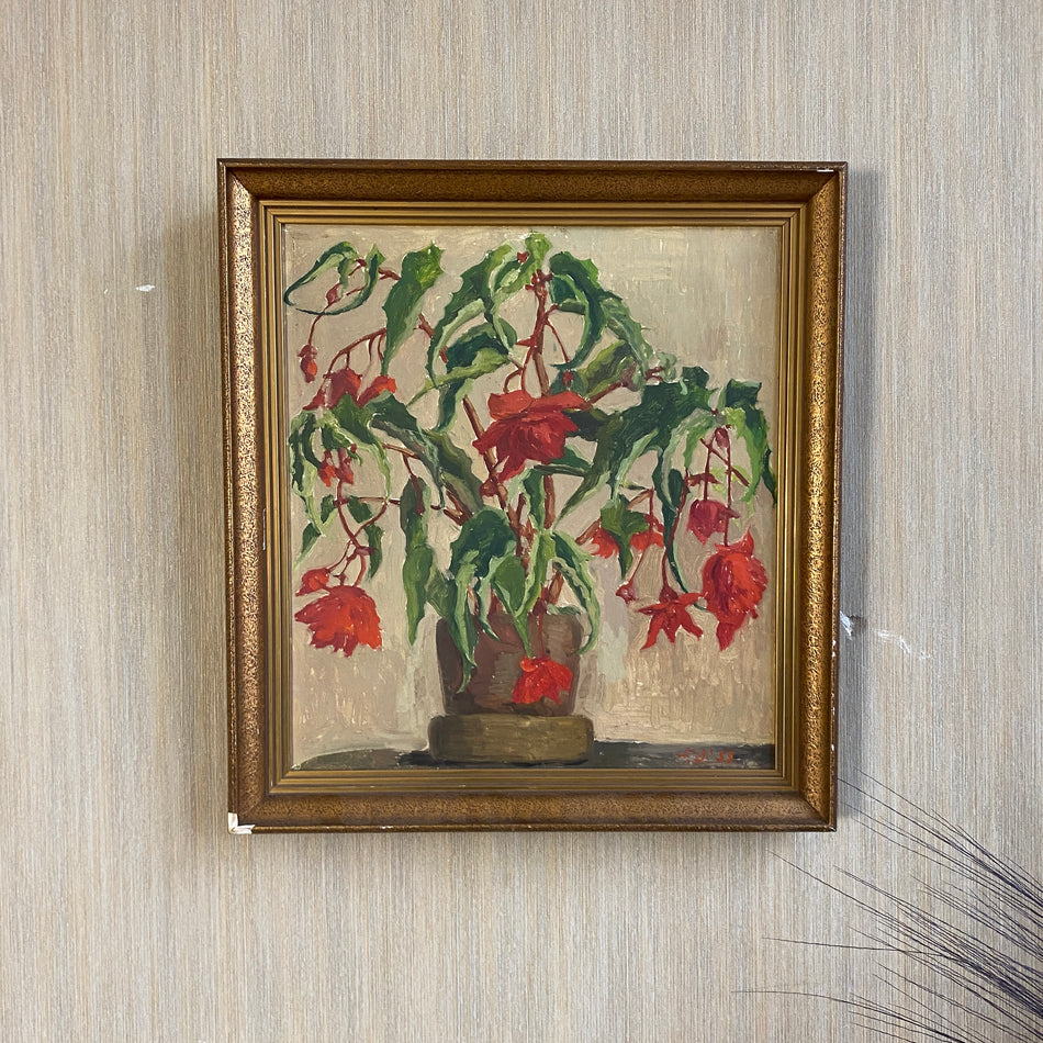 Stilleben Blumen Kunst antik Wandbild Holzrahmen