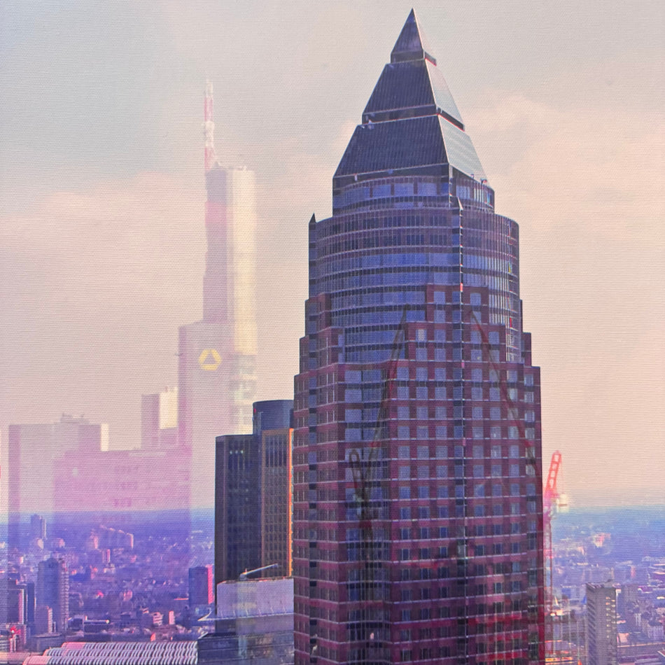 Wandbild 90x90cm – Frankfurt Skyline Wandbild 90x90 – Frankfurt Skyline Messeturm Kunst - Fotodruck auf Leinwand Gebraucht- Fotodruck auf Leinwand