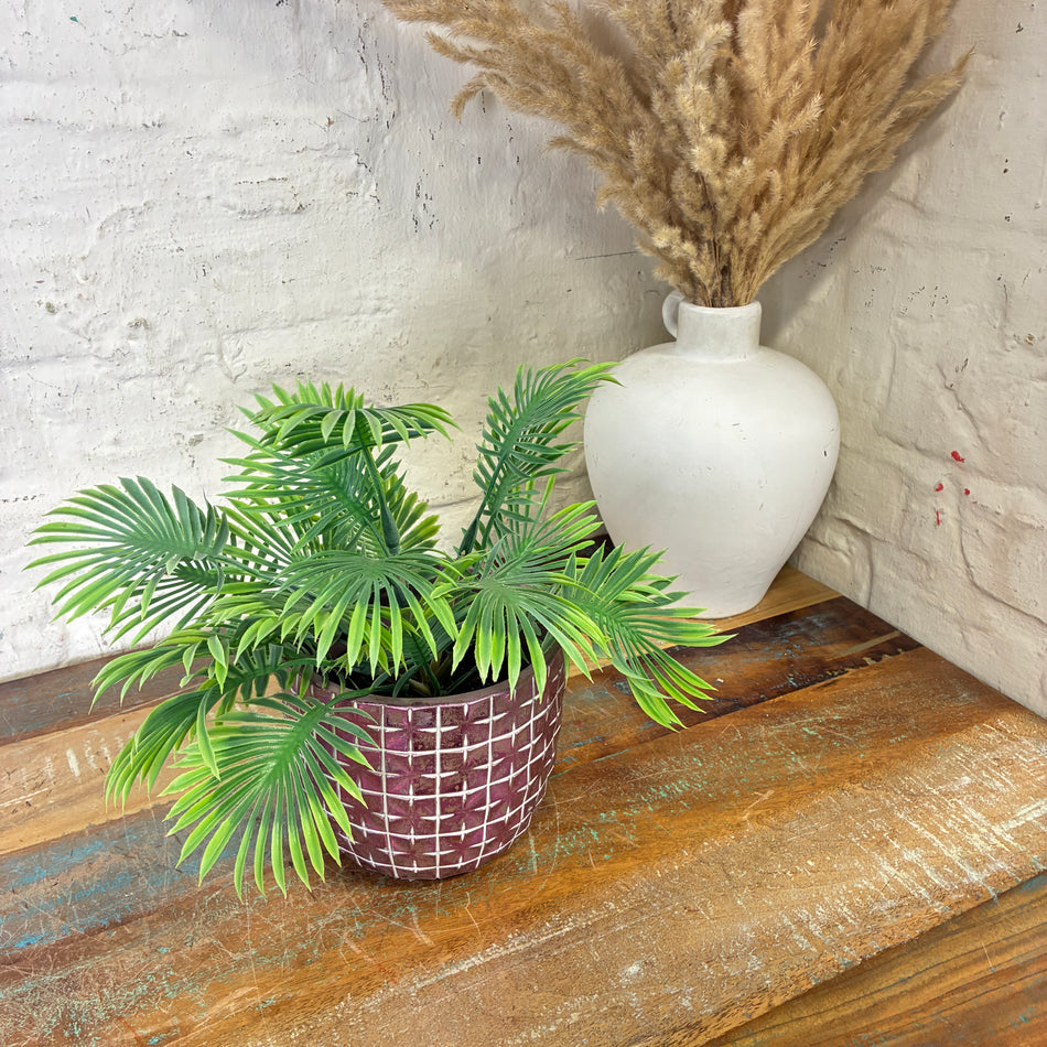 Blumentopf Hanoi lila Zement 14cm