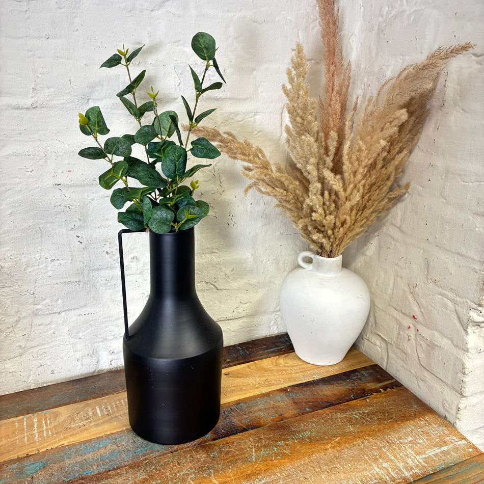 Vase Flaschenvase mattschwarz Metall 33,5cm Vase
