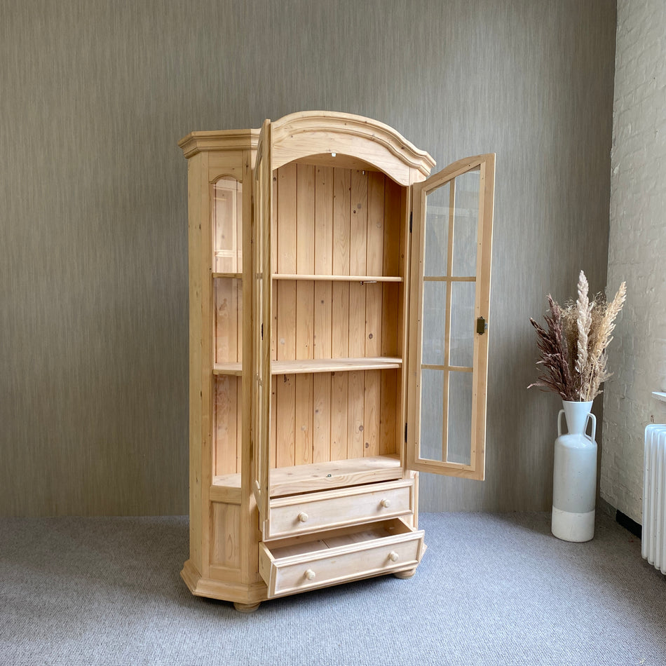 Vitrine gebraucht Kiefernholz Schrank mit Schubladen Fächer