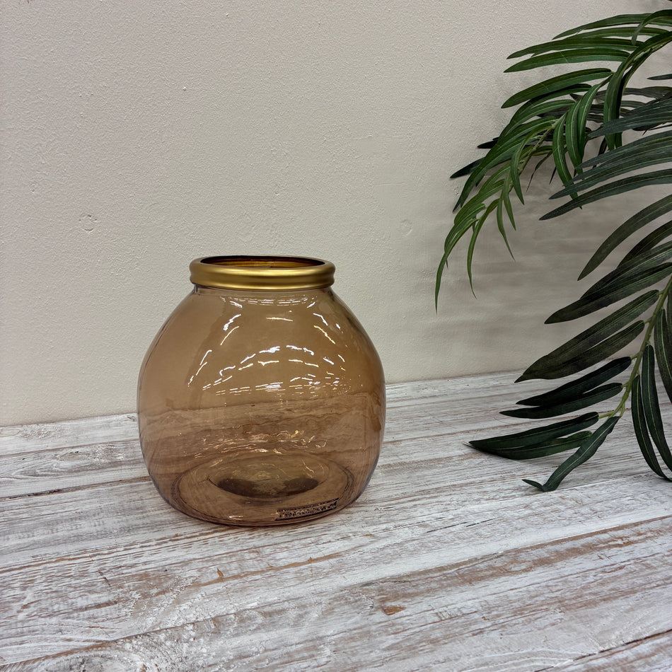 Vase Kupfern Bernstein Optik Glas Deko Vase
