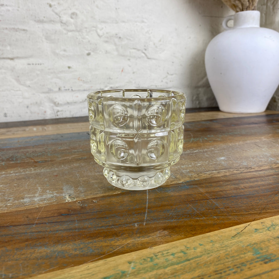 Teelichthalter hellgelb Glas transparent Deko 9cm