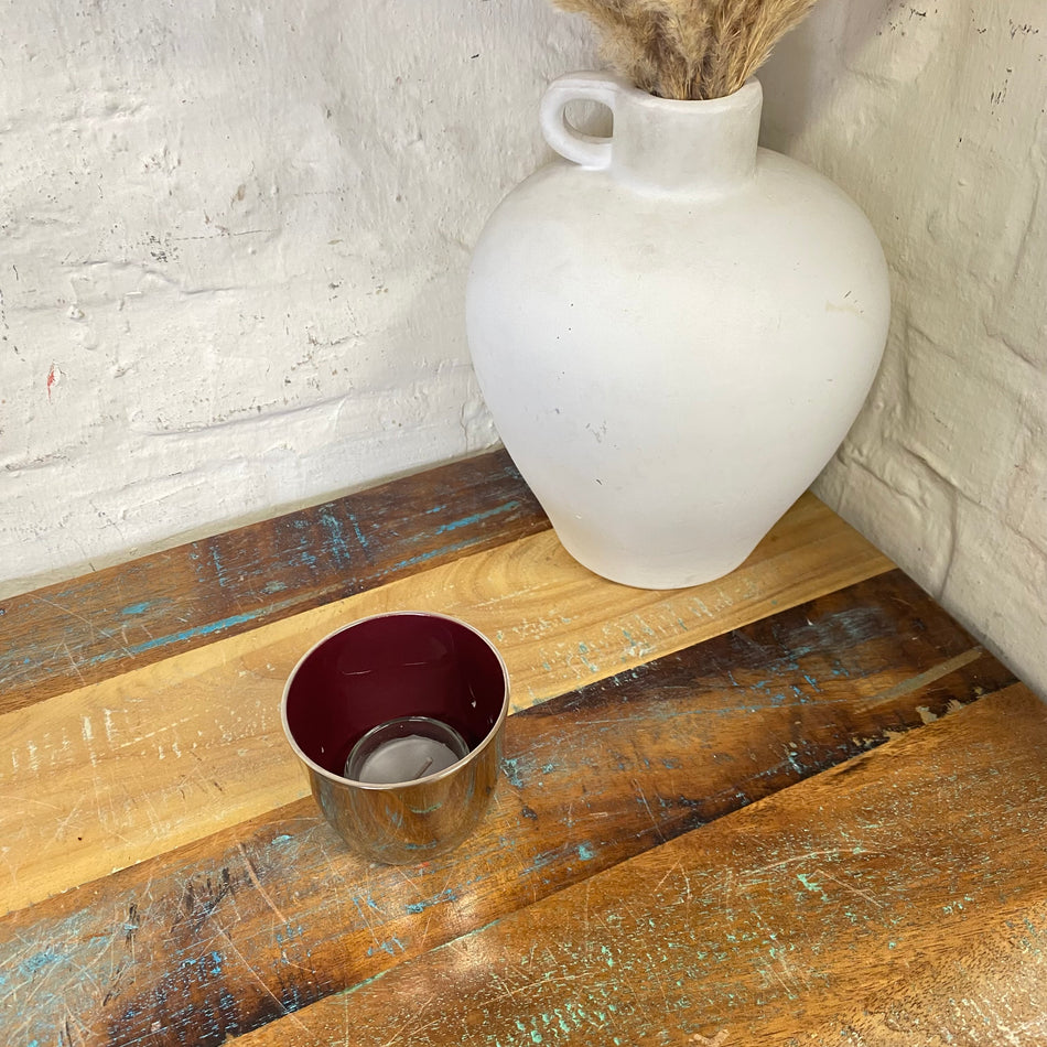 Fink Teelichthalter Sila rot Metall 8cm