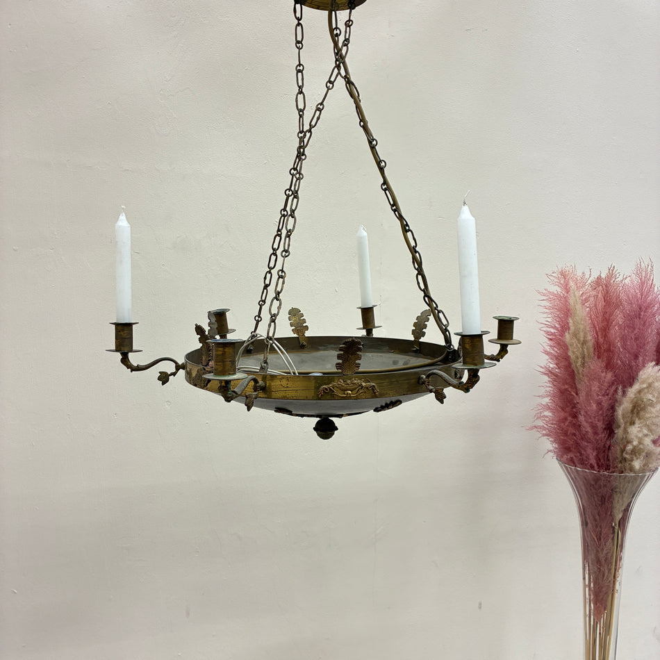Kerzen-Kronleuchter Hängeleuchter Empire Stil Messing Antik-Stil Lampe Gebraucht