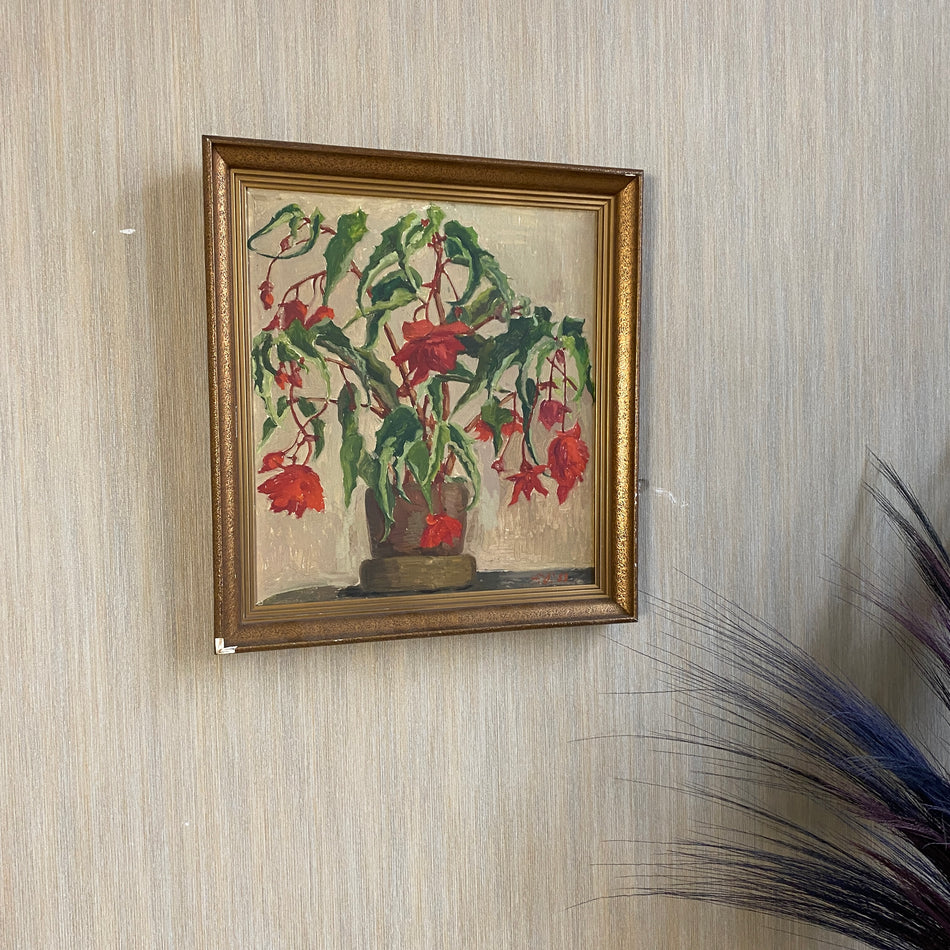 Stilleben Blumen Kunst antik Wandbild Holzrahmen