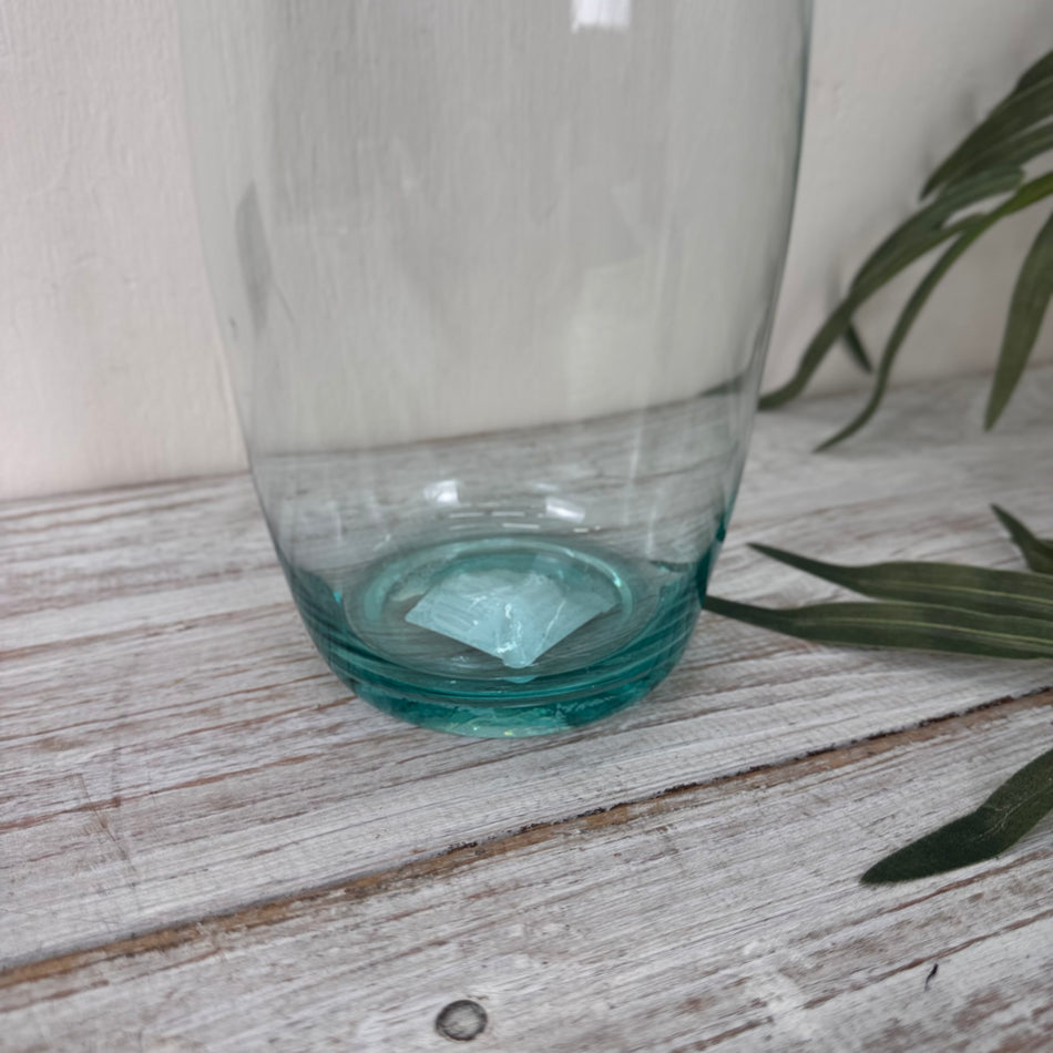 Glas Vase Transparent Türkis Neuware Deko