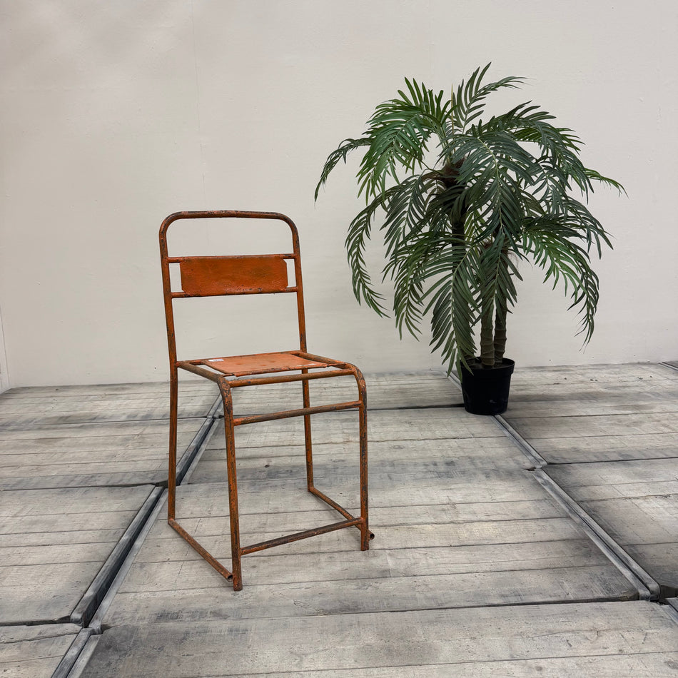 Vintage Stuhl Orange Metall Industrial Shabby Chic Gebraucht