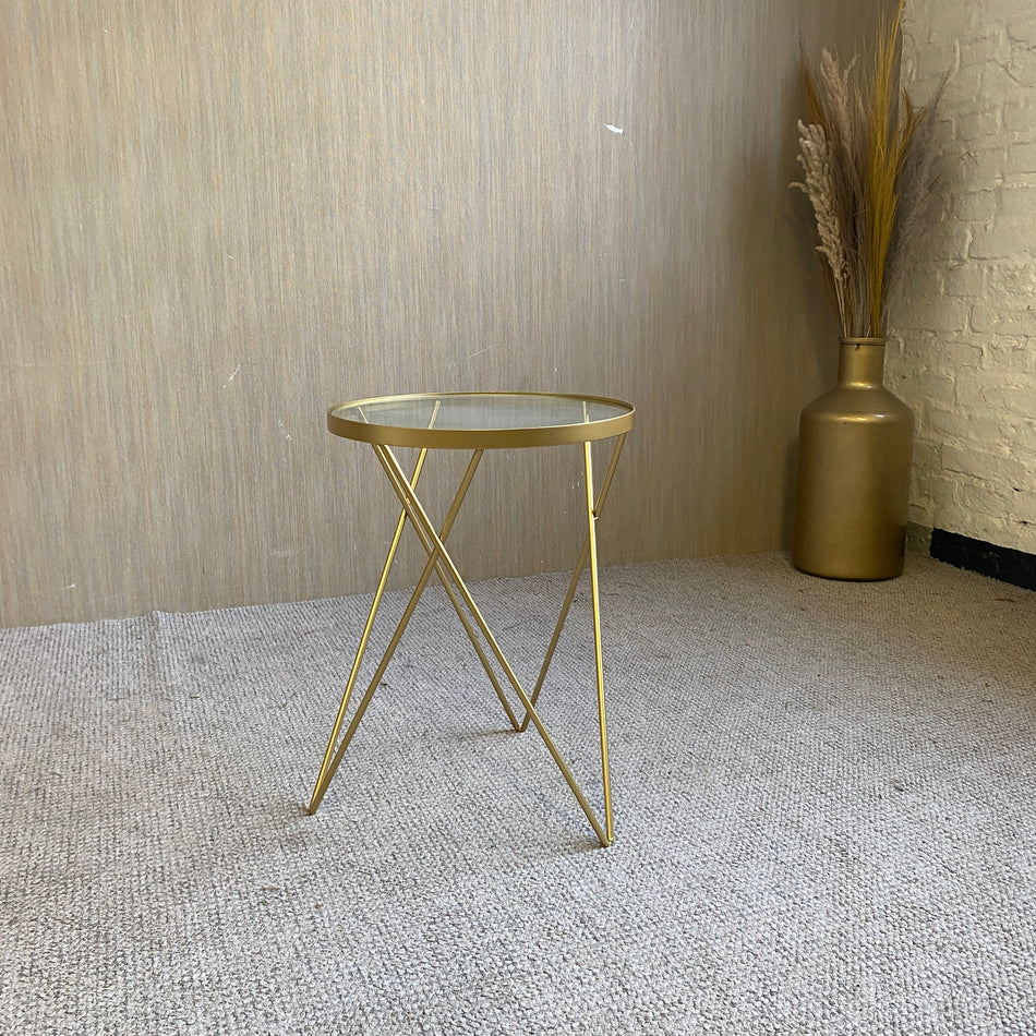 Lifa Living Beistelltisch Emily golden Metall Glas Tisch 48cm