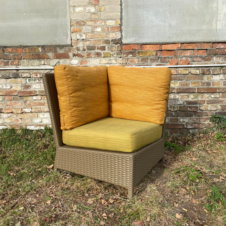 Outdoor Rattan Ecksessel gebraucht orange grün matt dunkel
