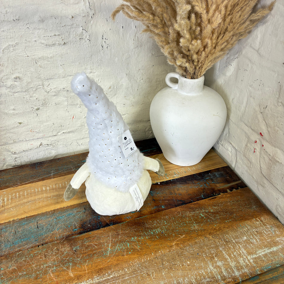 Deko Weihnachtswichtel weiß/creme Stoff 39cm Wichtel