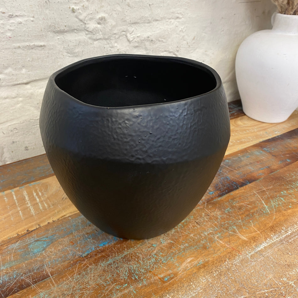 Blumentopf Schwarz Keramik Deko Übertopf 21 cm